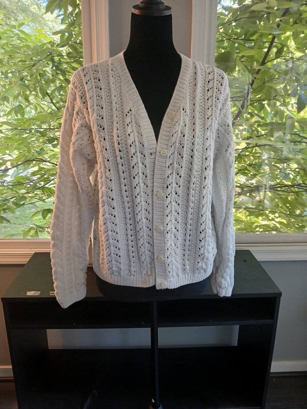 Eddie Bauer White Knit Cardigan